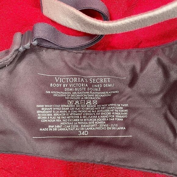 GRAY w PINK TRIM BODY by VICTORIA LINED DEMI 32C - Picture 4 of 4